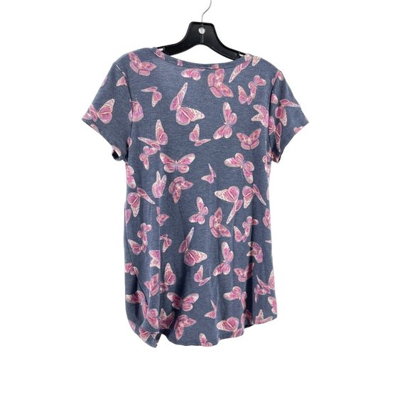 NWT CY Fashion Women's Blue Pink Butterfly Print Shirt Top Twist Front Size S - Picture 4 of 10